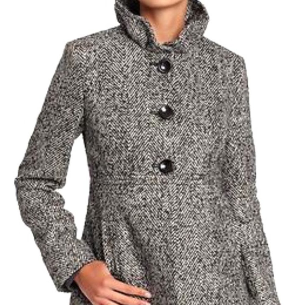 EUC! Old Navy black/white tweed, 3-button coat